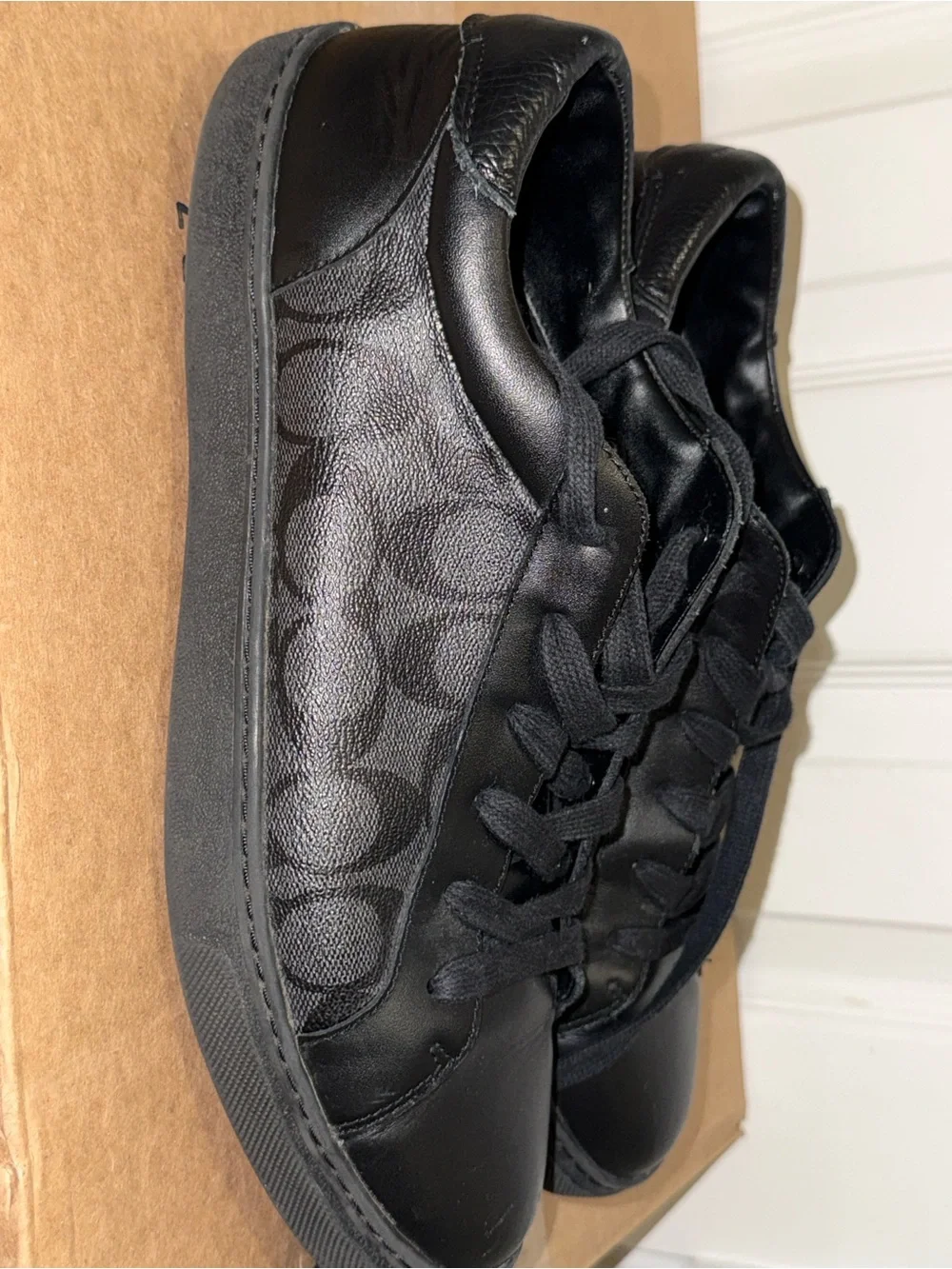 Coach Men's Black Leather Low-Top Sneakers